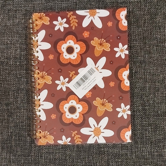 Floral Spiral Notebook - Brown and White - Picture 1 of 2